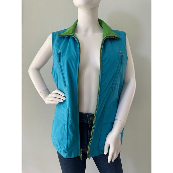 Vintage Ralph Lauren Green Blue Reversible Utility Vest with Pockets size M - Picture 7 of 12